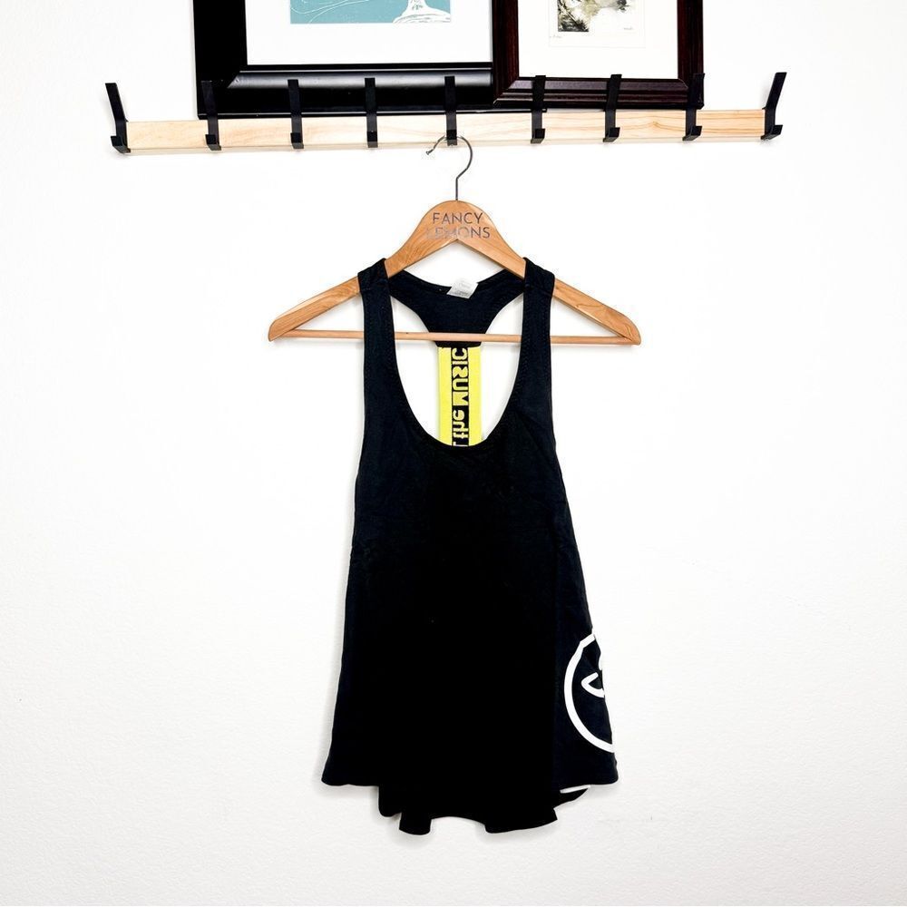 Zumba NWT! Women's Let Loose Racerback Tank Top Black & Yellow Size Small